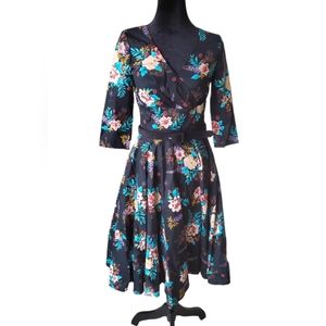 Hell Bunny Blue Bell floral 50s swing dress NWT XS